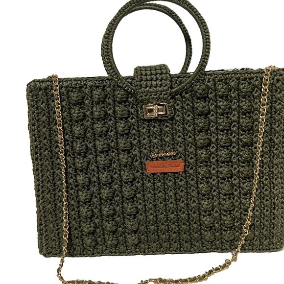 Handcrafted Satchel Bag with Chain - Picture 1 of 8